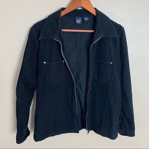 GAP Black Corduroy Zip Up Collared Jacket
